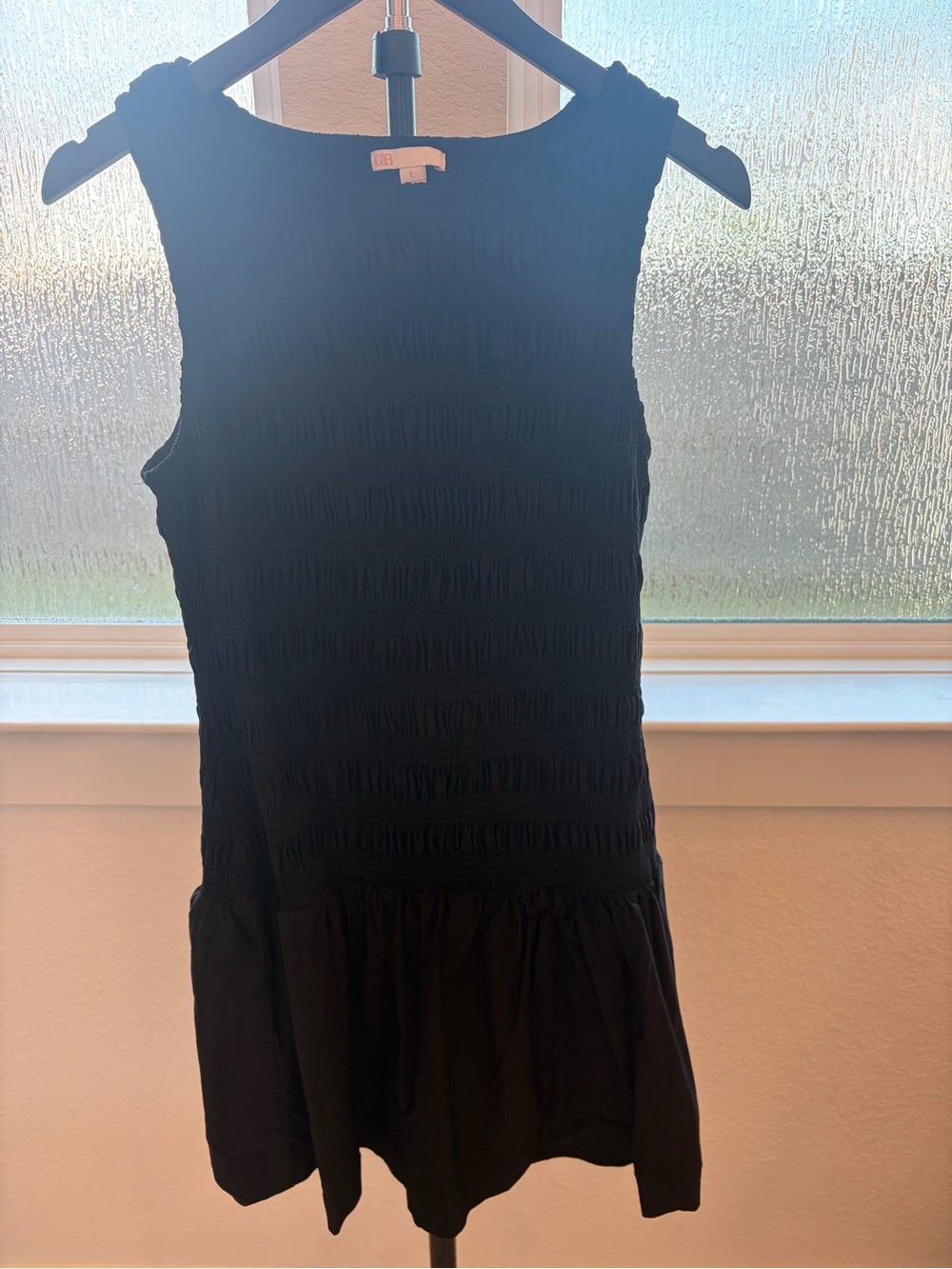 Black Smocked Sleeveless Dress